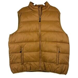 Swiss Tech Men's Puffer Vest Tan Brown 2XL XXL EUC Quilted Insulated Full Zip
